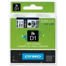 6MM X 7M Dymo D1 Tape Black on Clear