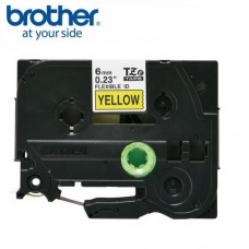 Brother Tze-FX611 Flexible Id laminated label  6mmx8mtrs Black on yellow