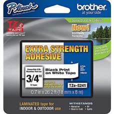 Brother TZe S241 strong adhesive  p-touch label 18mm black on white